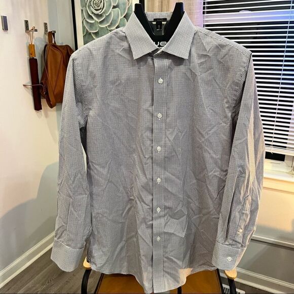 J.CREW Mens Dress Shirt Button Up Red White Blue Plaid Print Size Large 16 - 32 - Picture 1 of 6